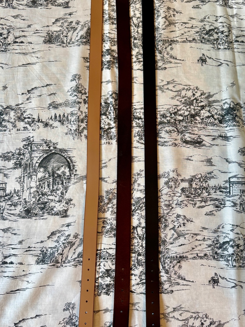 Lot of 3 Leather Frye Belts- Neutral Tan, Chocolate, and Black